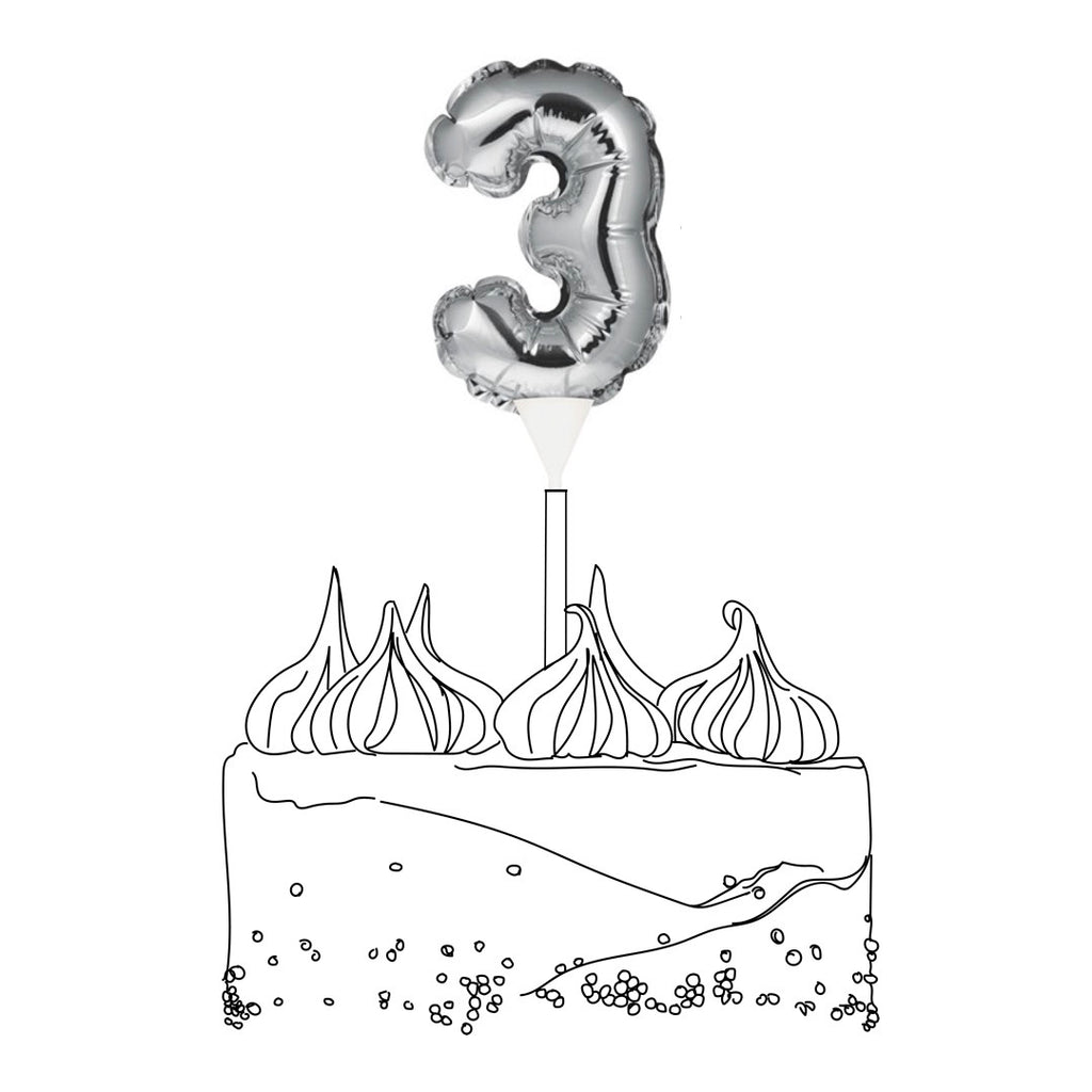 Cake Topper - Mini Balloon - Number 3