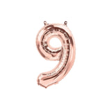 Rose Gold 35cm Number 9 Balloon