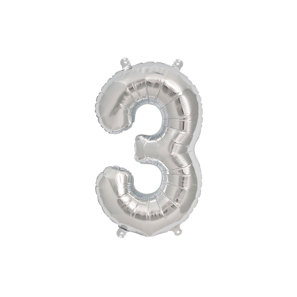 Silver 35cm Number 3 Balloon