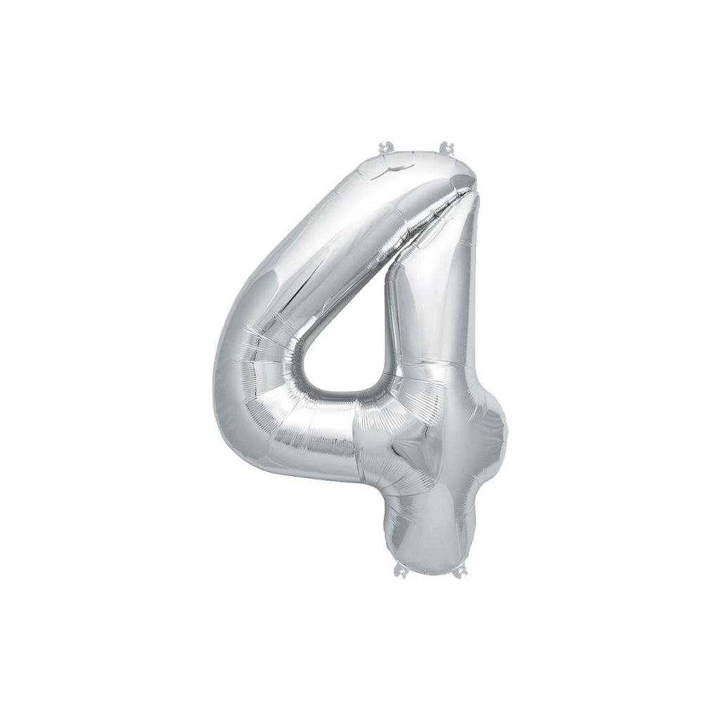 Silver 35cm Number 4 Balloon